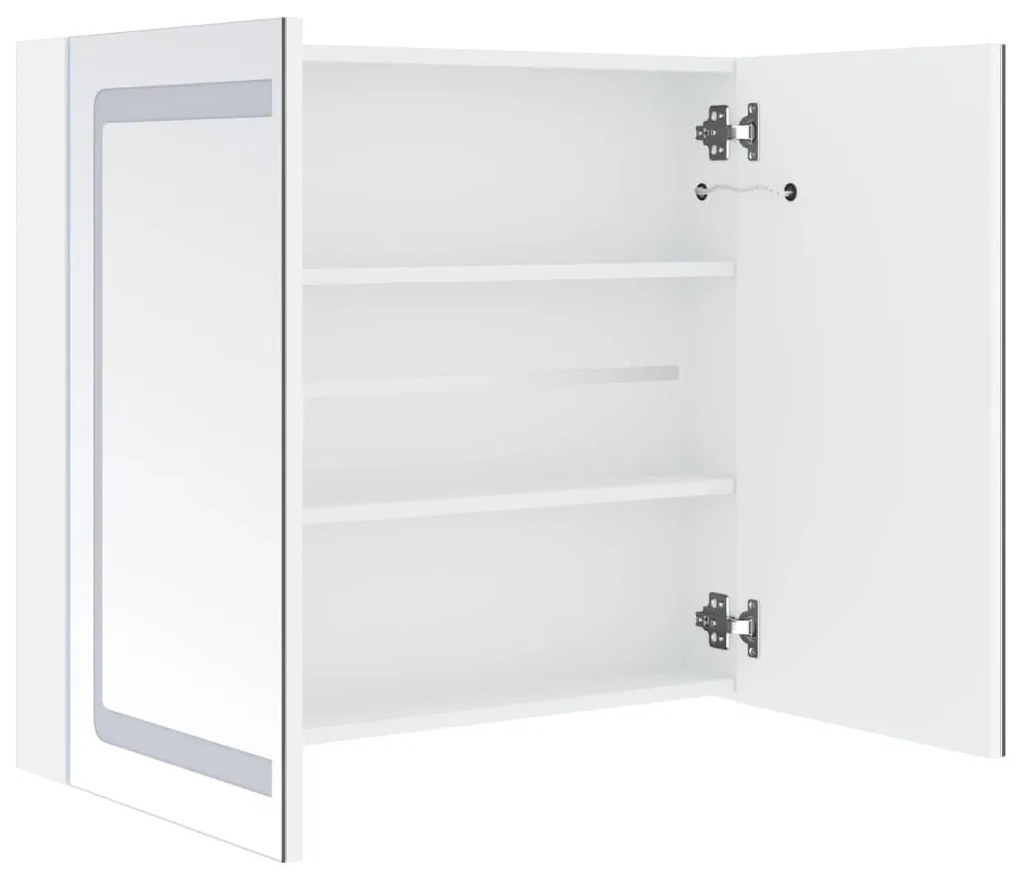 Armadietto bagno con specchio e led 80x12,2x68 cm