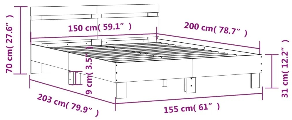 Giroletto Testiera Grigio Sonoma 150x200 cm Legno Multistrato