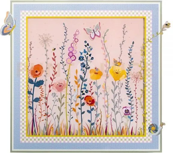 Quadro amelie grande in cristallo acrilico decoro farfalle e fiori