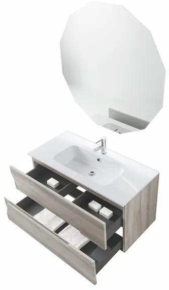 Mobile bagno HAITI 100 cm Rovere Grigio con specchio retroilluminato LED