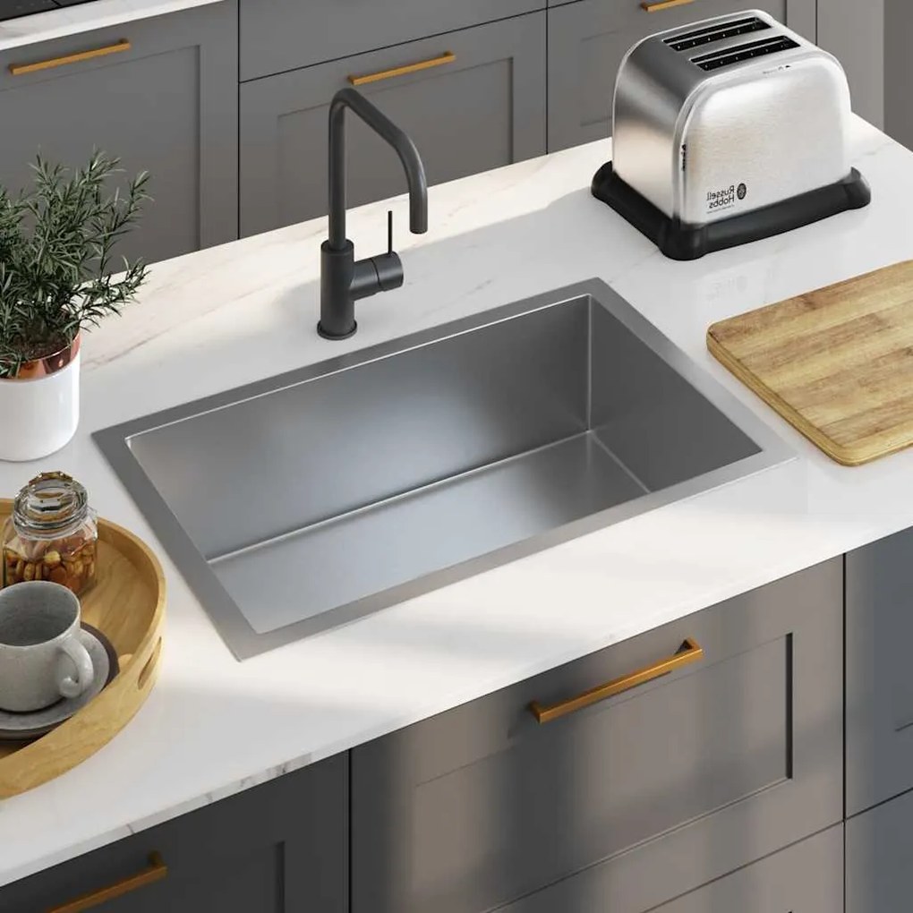 Lavello Da Cucina Lavorato A Mano İn Acciaio Inox /