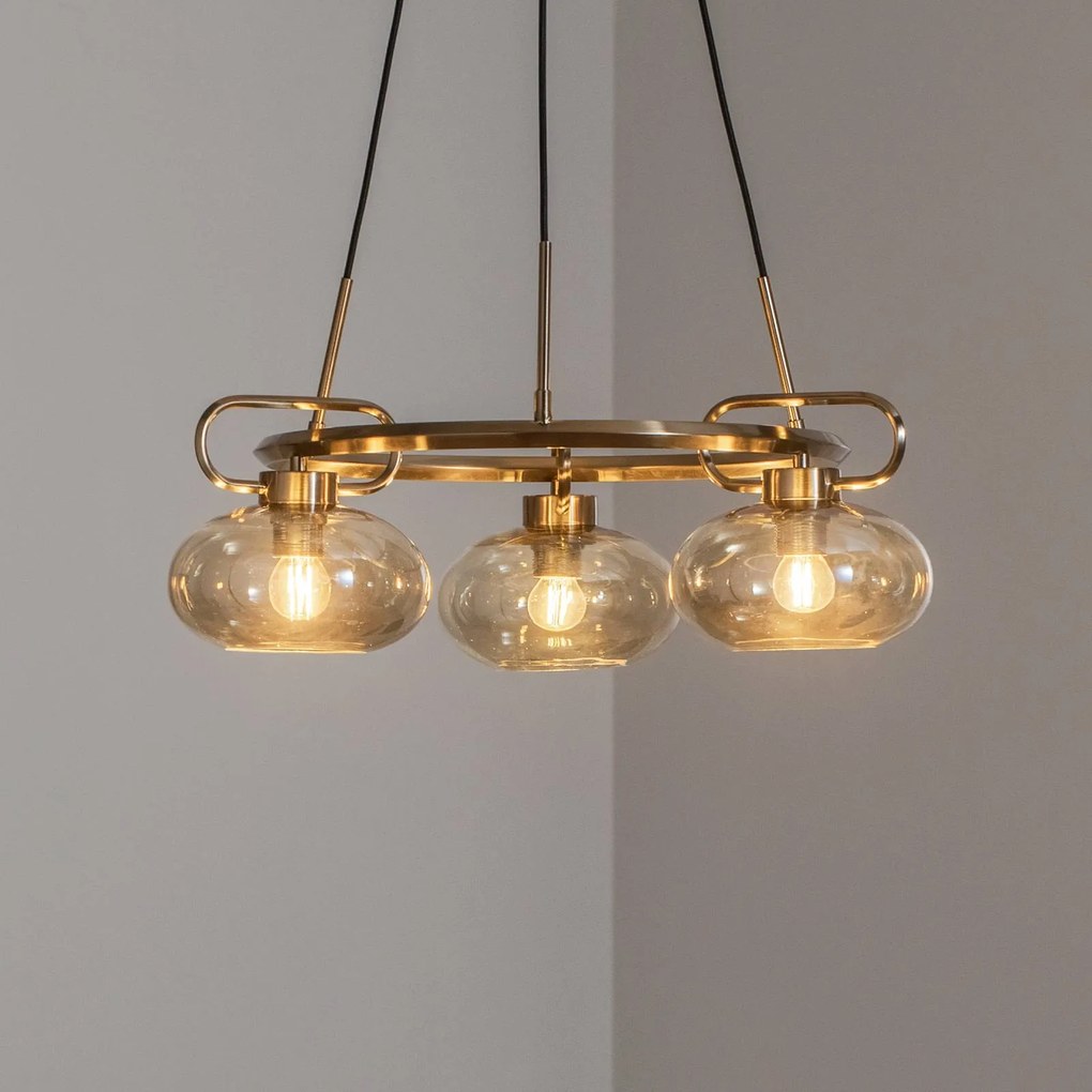 Lampada a sospensione Rolan Lucea, dimmerabile, Ottone / Oro, Soggiorno / Sala da pranzo, Metallo, Lampada a sospensione