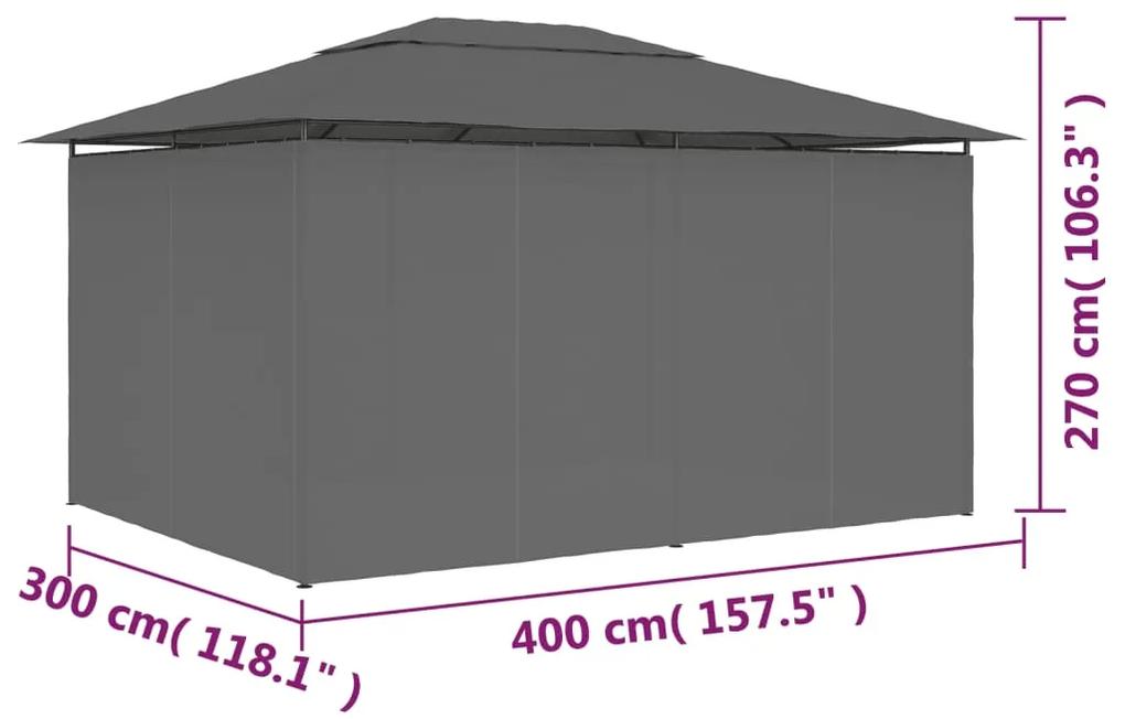 Gazebo da Giardino con Tende 4x3 m Antracite