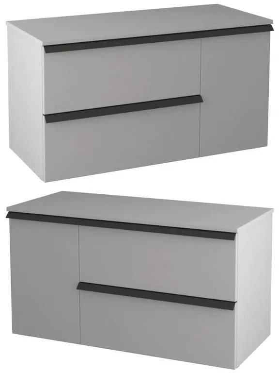 Mobile da bagno sospeso sotto lavabo Rodi L 105 x H 57 x P 46 cm grigio laccato opaco, 3 cassetti BADEN HAUS