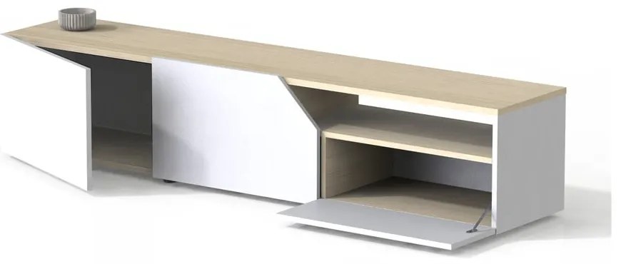 Tavolo TV bianco in rovere 180x38 cm Verone - TemaHome