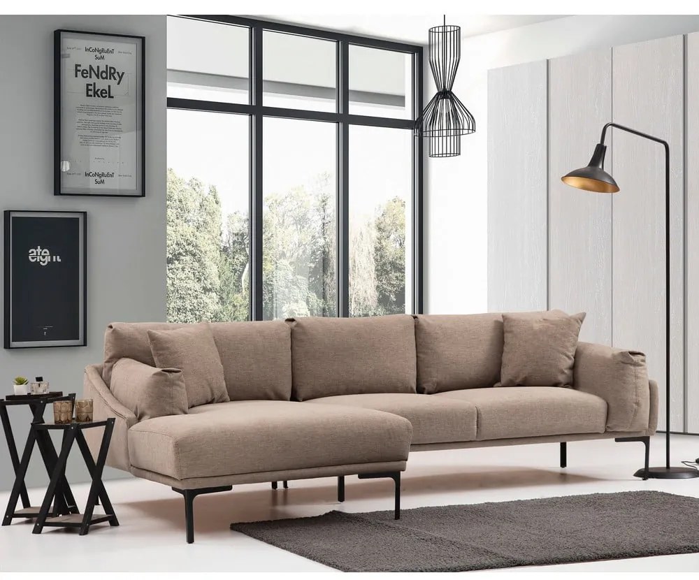 Divano angolare beige, angolo sinistro Leo - Artie