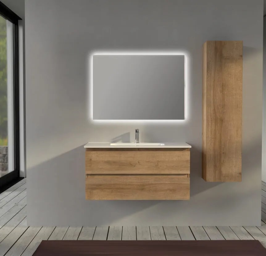 Mobile da bagno 100 cm sospeso Rovere - Sofia