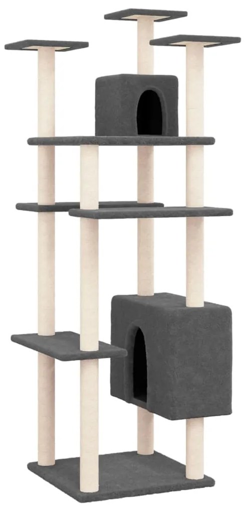 Albero per gatti con tiragraffi in sisal grigio scuro 162 cm