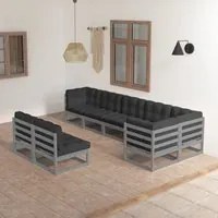 Set Divani da Giardino 8 pz con Cuscini Legno Massello di Pino cod mxl 40144