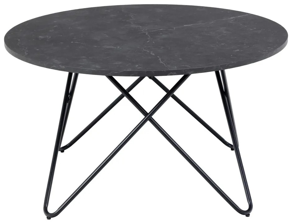 Tavolino rotondo nero con piano in marmo ø 80 cm Wyre - Actona