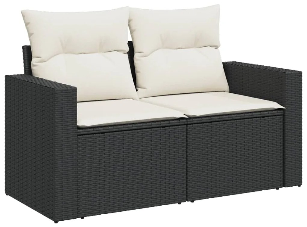 Set divani da giardino 11 pz con cuscini in polyrattan nero