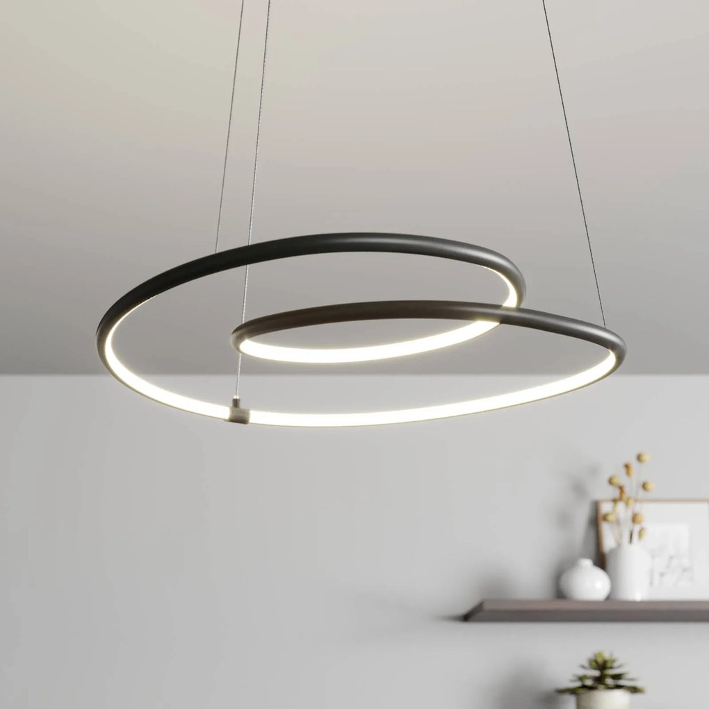 Lindby Lucy sospensione LED, 45cm, nero satinato