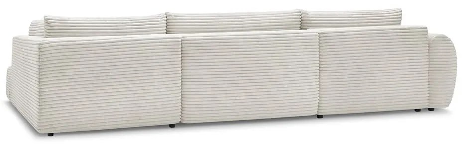 Divano angolare color crema allungabile (con penisola a sinistra/a forma di "U") con rivestimento in velluto a coste Lucien – Bobochic Paris