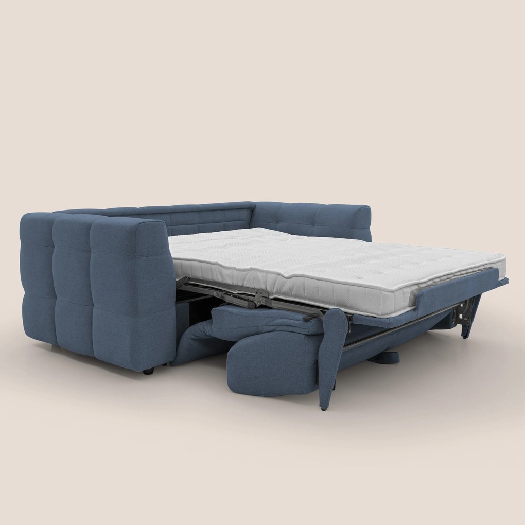 Tender Divano letto matrimoniale dal design innovativo in tessuto bouclet impermeabile T07 blu