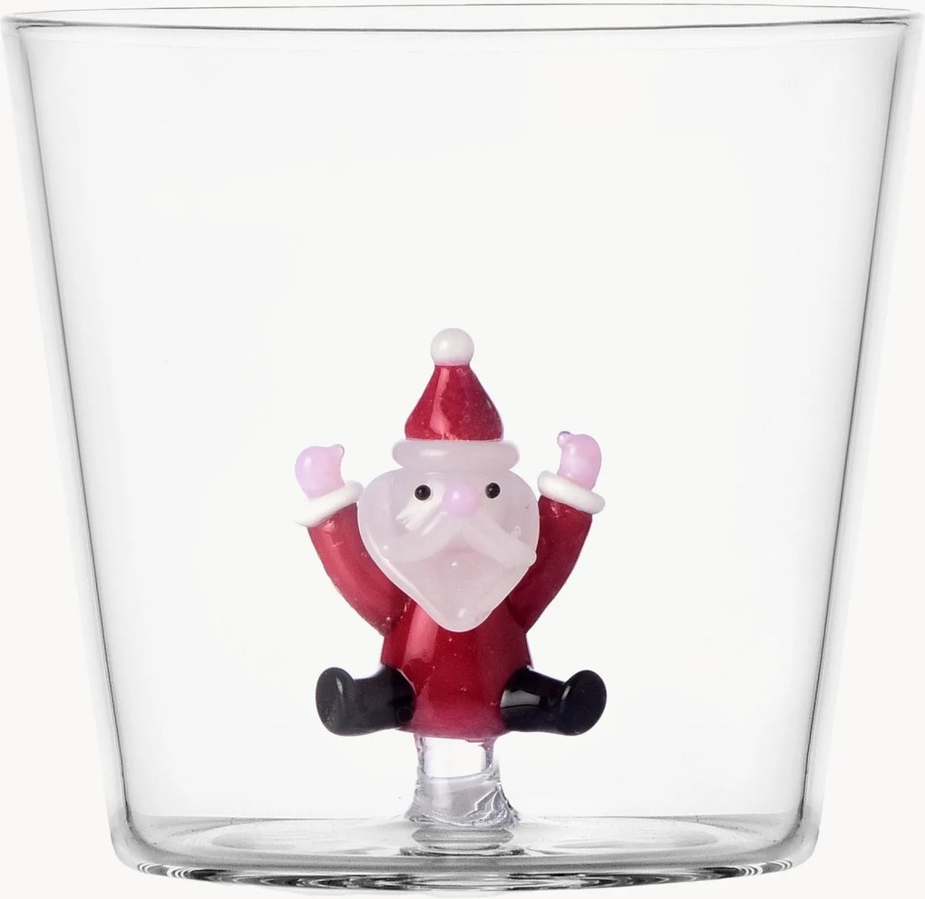 Bicchiere in vetro borosilicato fatto a mano con Babbo Natale saltellante Christmas Tales