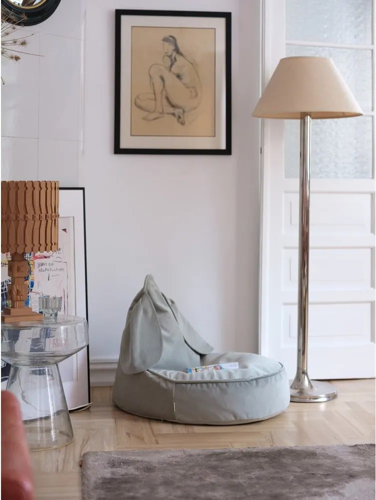 Pouf a sacco per bambini color menta con rivestimento in velluto Bunny – Wigiwama