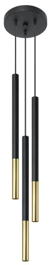 Lampadario su filo MOSAIC 3xG9/12W/230V nero/dorato