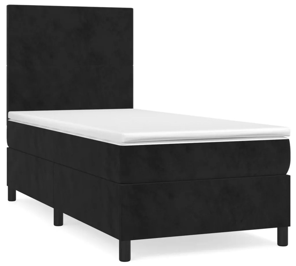 Giroletto a molle con materasso nero 90x190 cm in velluto