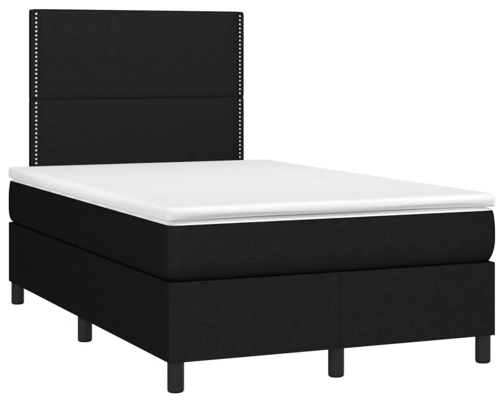 Letto a molle con materasso e led nero 120x190 cm in tessuto