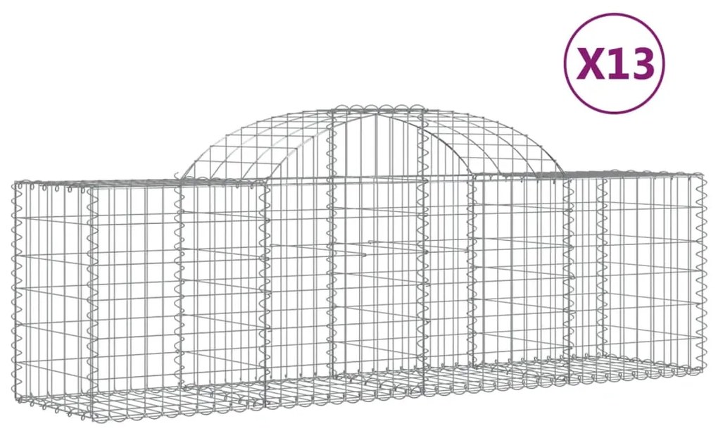 Cesti Gabbioni ad Arco 13 pz 200x50x60/80 cm Ferro Zincato