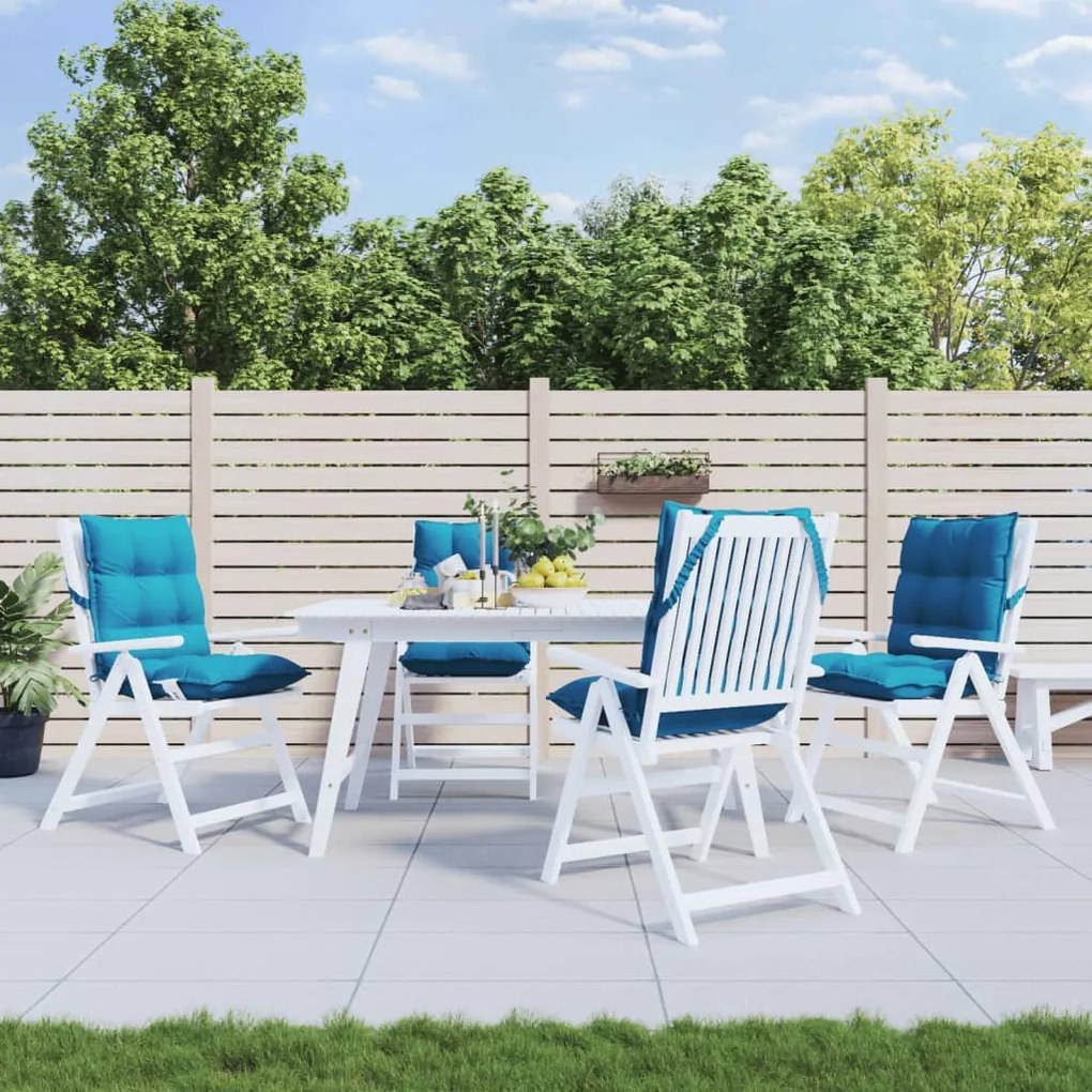 Cuscini Sedia Schienale Basso 4 Pz Azzurro İn Tessuto Oxford /