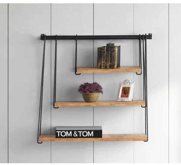 Mensola da parete ZIHON 63,5x60 cm nero/marrone