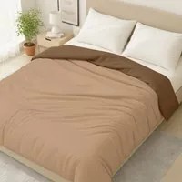 Piumino matrimoniale in microfibra effetto seta beige