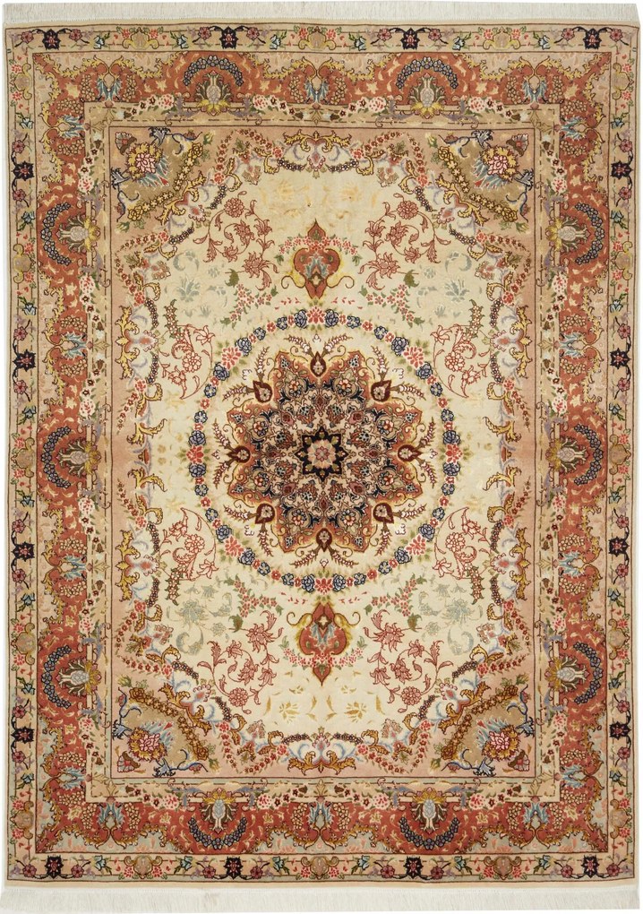 Tabriz Tappeto persiano 200x150 Beige (Iran) Annodato A Mano