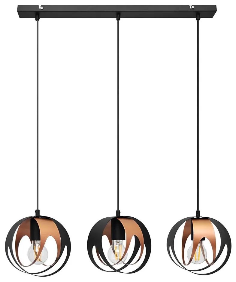 Lampadario a sospensione con filo MOONLIGHT 3xE27/15W/230V nero/rame