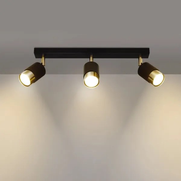 Sollux SL.1071 - Faretto NERO 3xGU10/40W/230V nero/oro