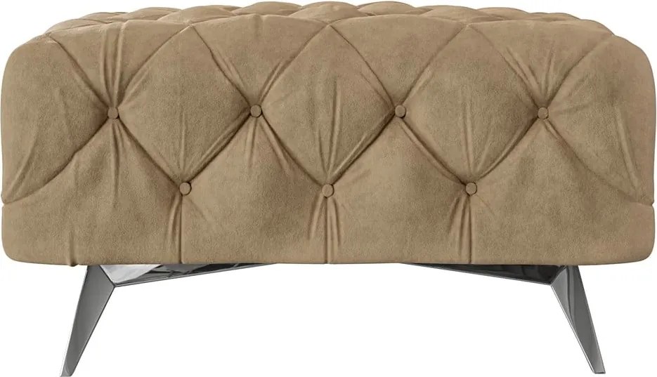 Poggiapiedi marrone chiaro con rivestimento in velluto Chelsea – Ropez