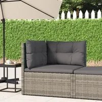 Divano Angolare da Giardino con Cuscini in Polyrattan Grigio 319600