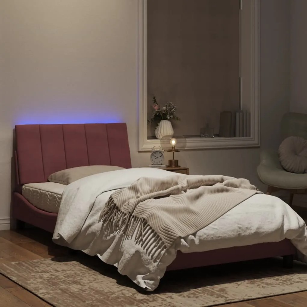 Giroletto con luci led rosa 100x200 cm in velluto