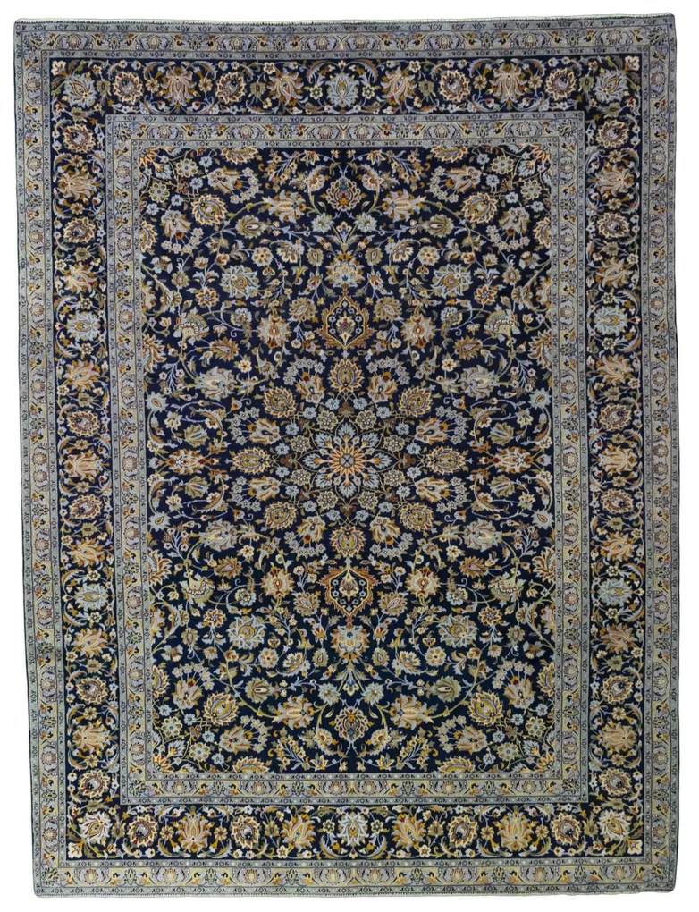 Kashan Tappeto persiano 360 x 280 Blu (Iran) Annodato A Mano
