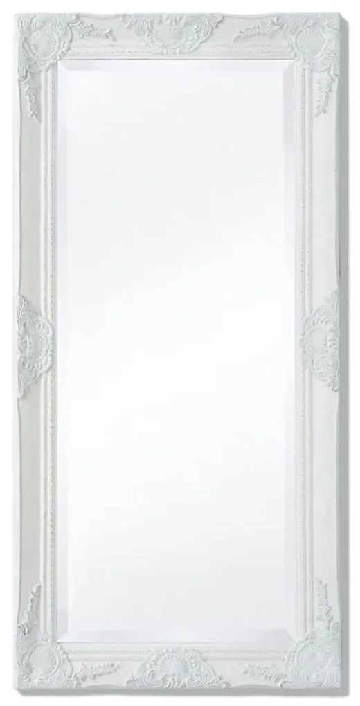 Specchio da Parete Stile Barocco 100x50 cm Bianco