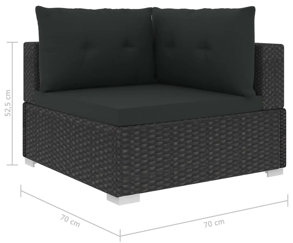 Set Divani da Giardino 10 pz con Cuscini in Polyrattan Nero