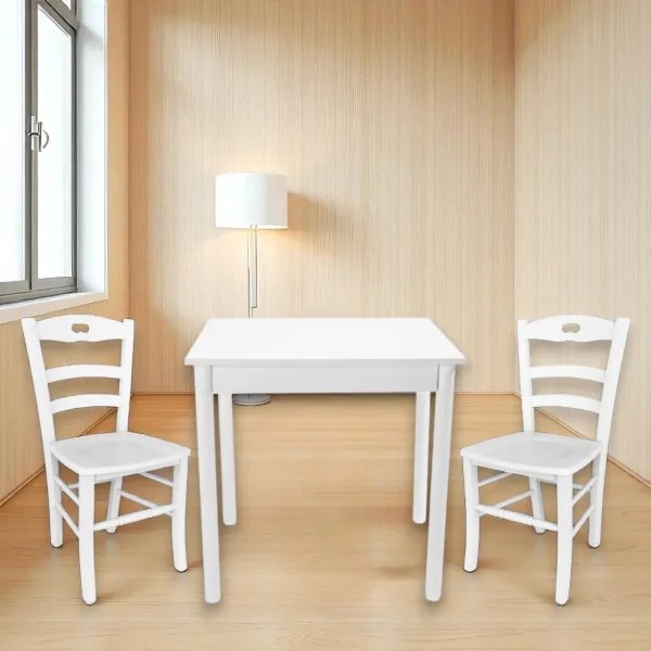 Tavolo fisso in legno con gamba Tonda RISTORANTE misura 80x80 Bianco Frassino