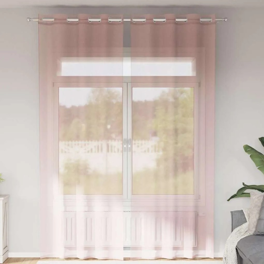 Tende İn Voile Con Occhielli 2 Pz Rosa Chiaro 140x300 Cm /