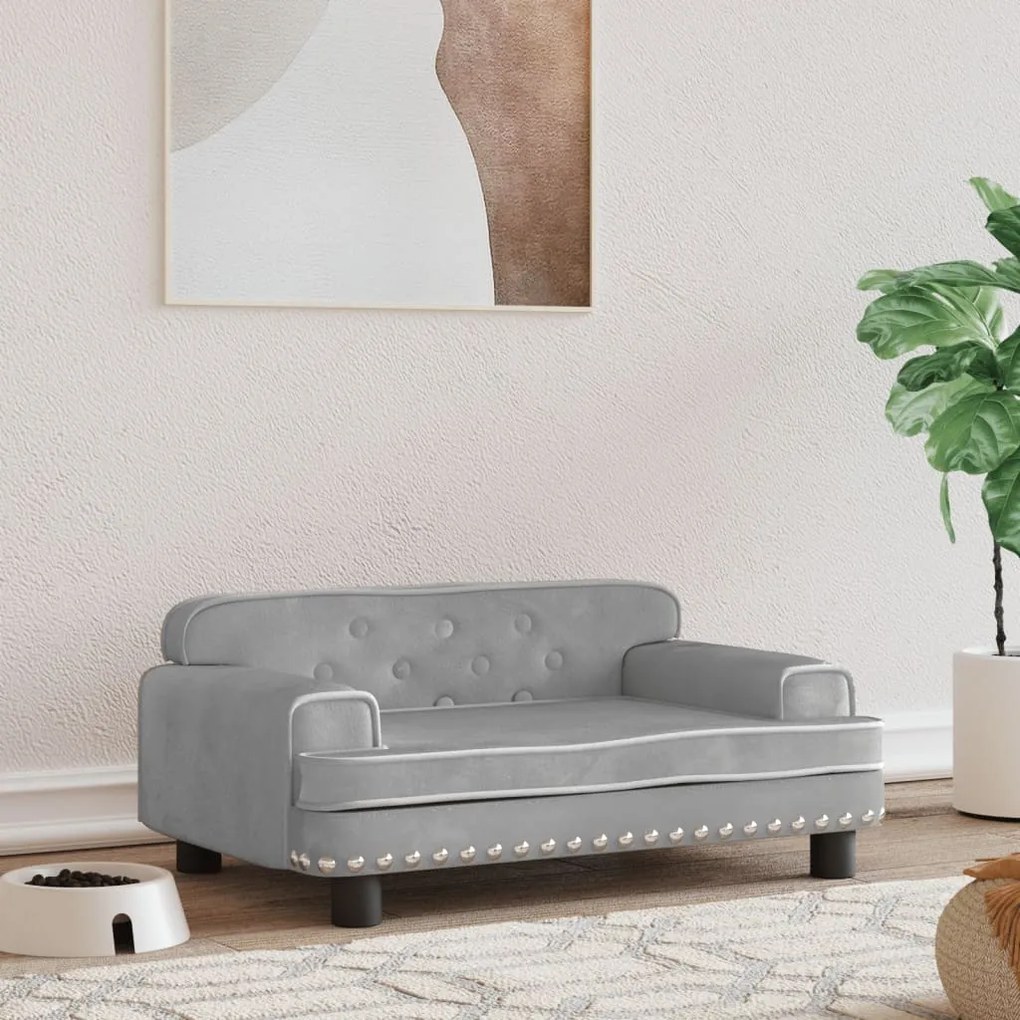 Lettino Per Cani Grigio Chiaro 70x45x30 Cm İn Velluto /