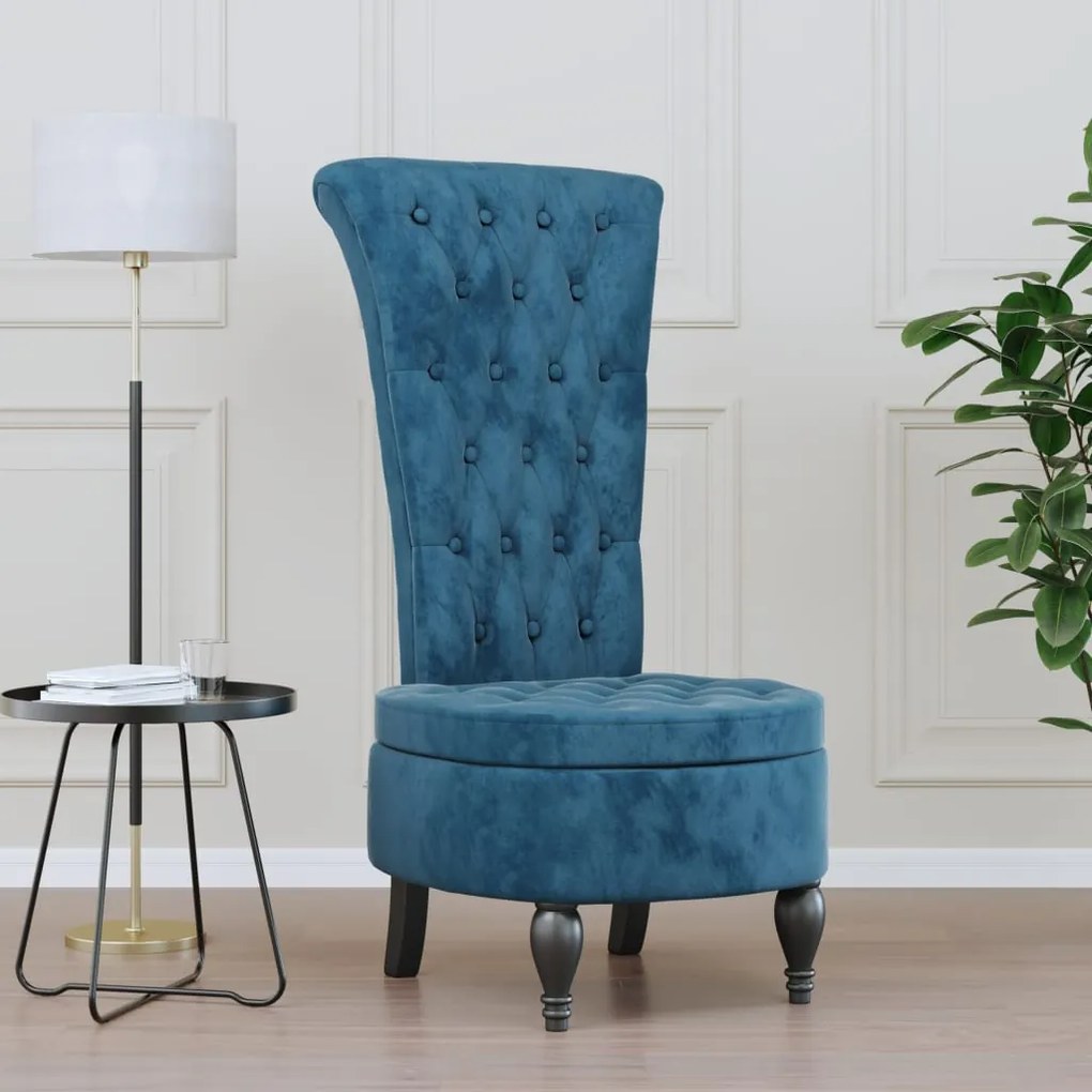 Sedia Schienale Alto Design con Bottoni in Velluto Elegante e Raffinata, Blu