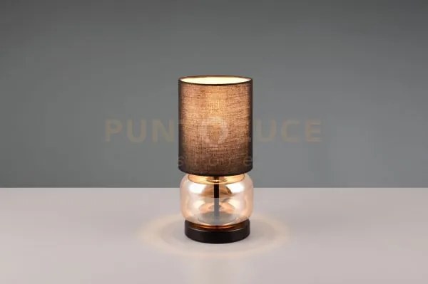 Elio lampada da tavolo base vetro ambra con paralume nero h. 29cm 1...