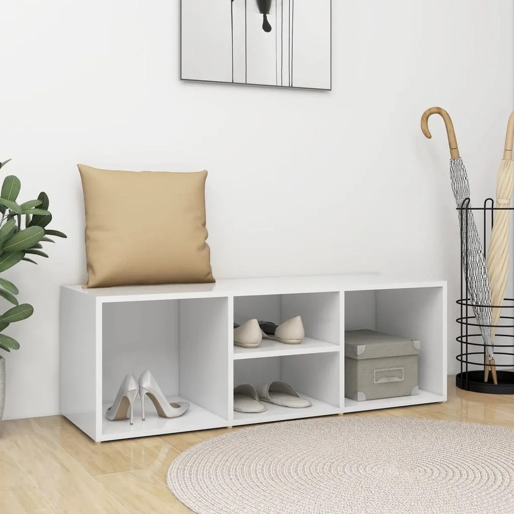 Scarpiera Con Panchina Bianca 105x35x35 Cm İn Legno Multistrato /