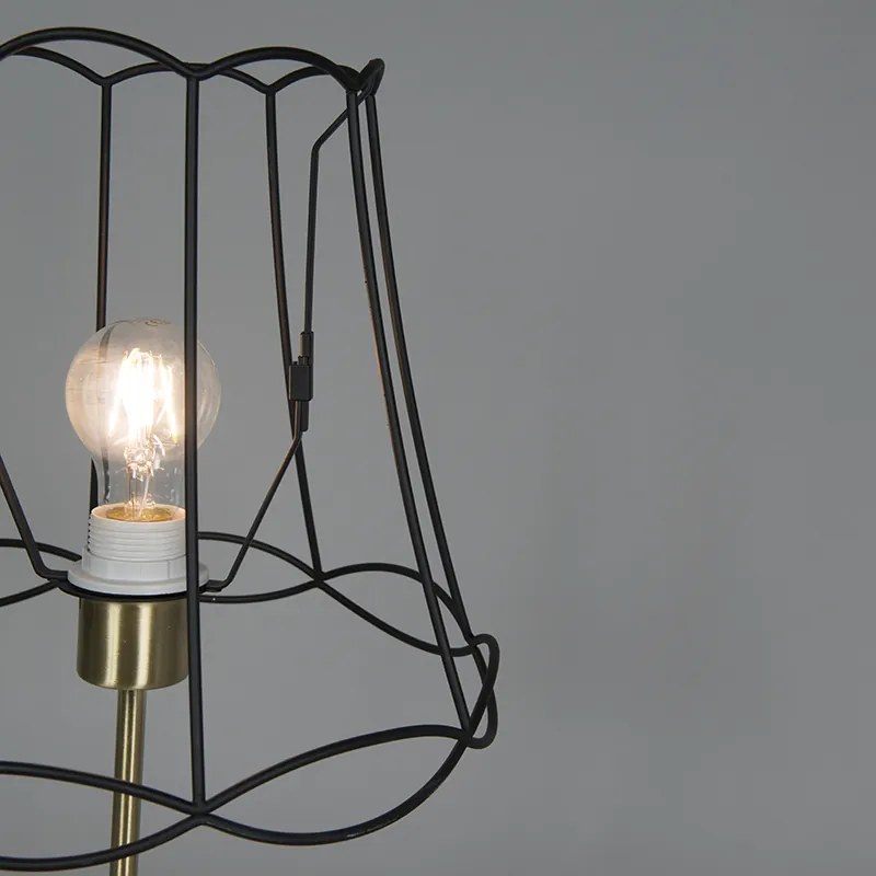 Lampada da tavolo retrò in ottone con telaio Granny nero 30 cm - Kaso