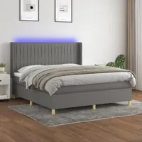 Letto a Molle Materasso e LED Grigio Scuro 160x200cm in Tessuto cod mxl 59558