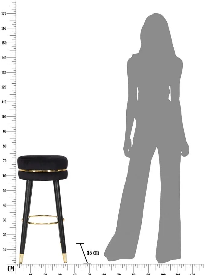 Sedia da bar nera/dorata in imbottito (altezza della seduta 74 cm) Paris – Mauro Ferretti