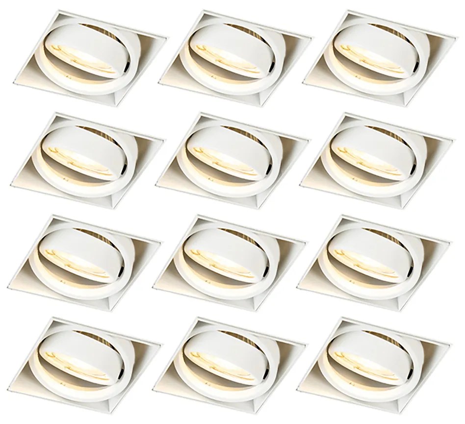 Set di 12 faretti a incasso bianchi GU10 orientabili senza cornice - Oneon