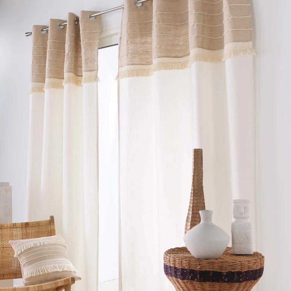 Tenda bianca/marrone in misto iuta 140x240 cm Cirrus – douceur d'intérieur