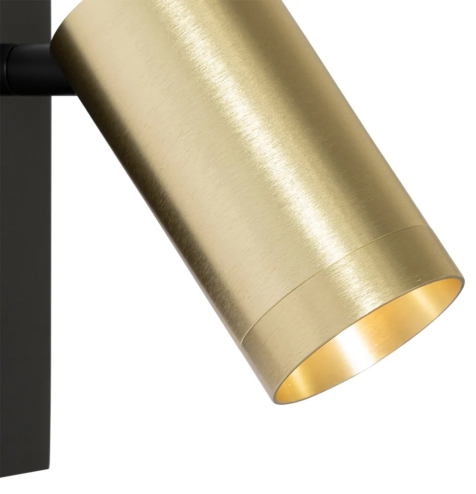 Applique da parete nera con oro regolabile con interruttore - Jeana Luxe