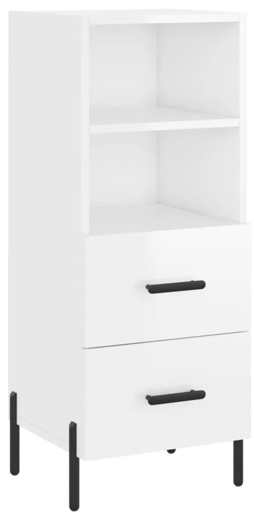 Credenza bianco lucido 34,5x34x90 cm in legno multistrato