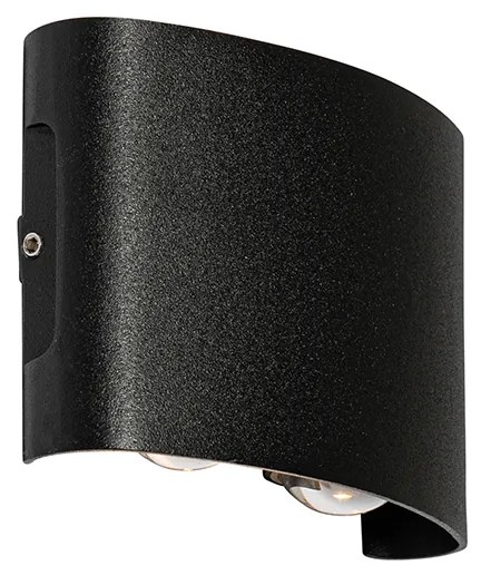 Lampada da parete per esterni nera con LED 4 luci IP54 - Silly